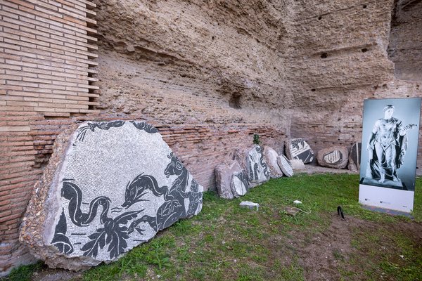 Ancient mosaic fragments at Caracalla