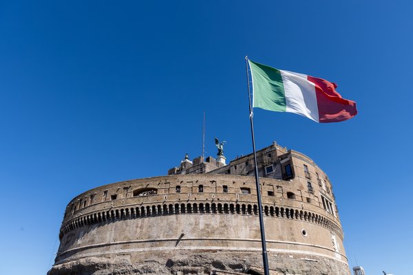 Italian flag above Castel Sant'Angelo