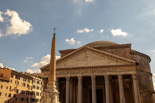 Pantheon portico and obelisk
