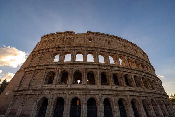 Colosseum facade at twilight