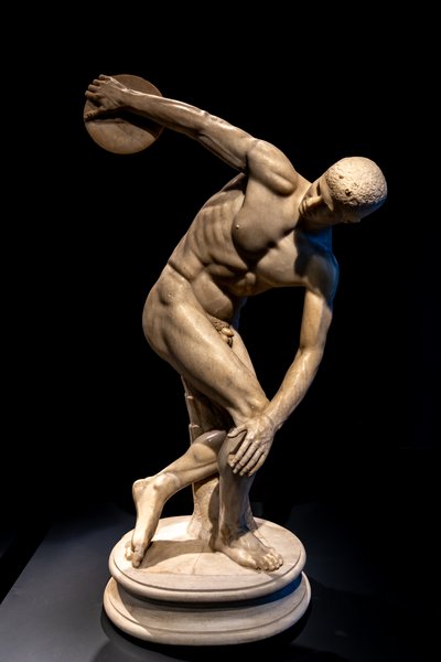 Discobolus marble in shadow
