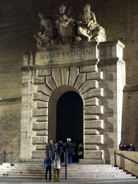 Vatican Museums entrance at night