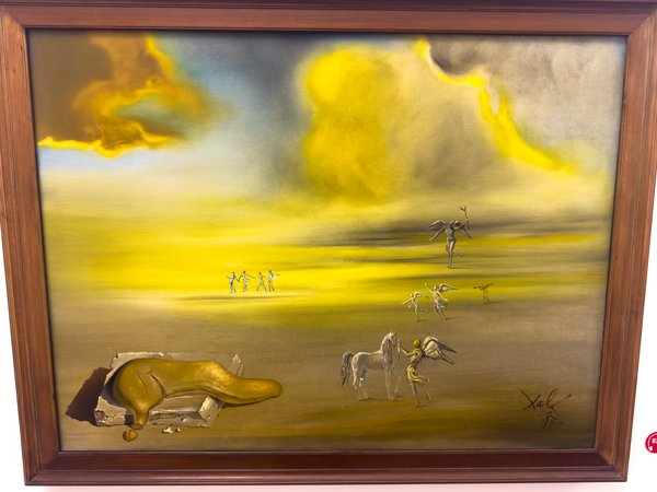 Dalí surrealist painting in gilt frame