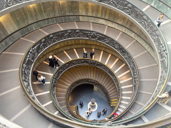 Spiraling Bramante staircase from above