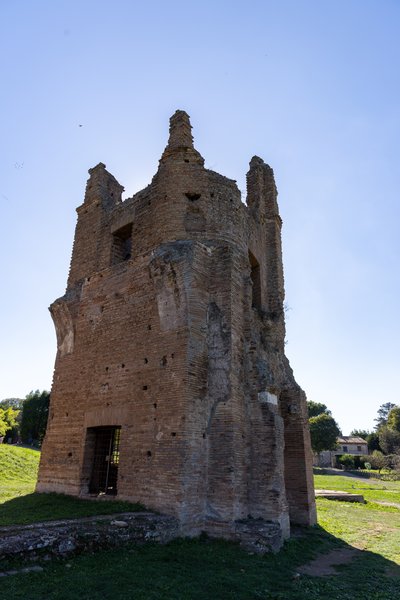 Towering brick ruin along the Appian Way
