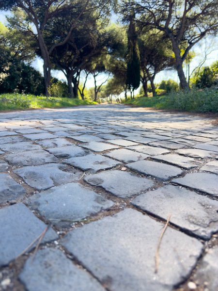 Ancient basalt cobblestones of the Via Appia